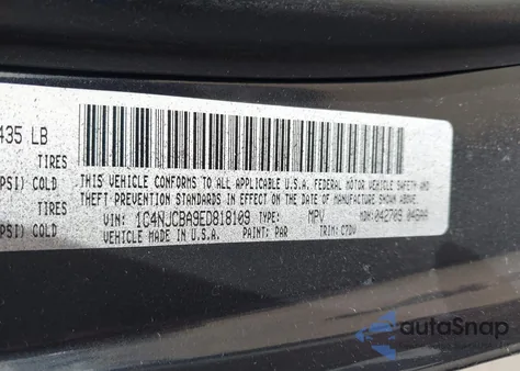 2014 Jeep Compass Sport from USA, damaged, VIN 1C4NJCBA9ED818109